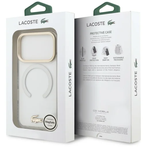  iPhone 18 Pro / 17 Pro Lacoste ütésálló IML Gold Logo MagSafe átlátszó tok - 8