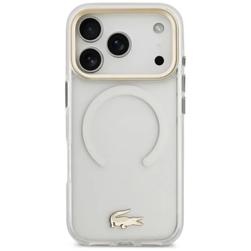 iPhone 18 Pro / 17 Pro Lacoste nárazuvzdorný IML Gold Logo MagSafe priehľadný kryt - 3