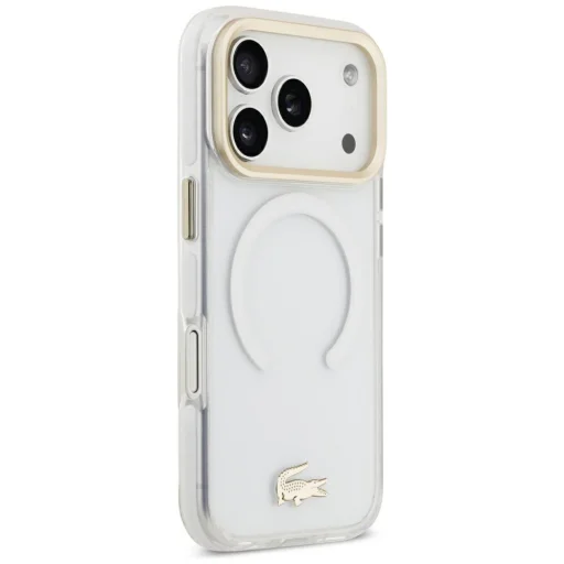  iPhone 18 Pro / 17 Pro Lacoste ütésálló IML Gold Logo MagSafe átlátszó tok - 4