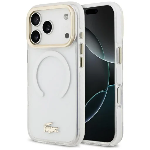  iPhone 18 Pro / 17 Pro Lacoste ütésálló IML Gold Logo MagSafe átlátszó tok - 1