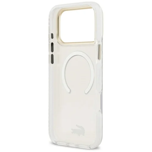 Apple iPhone 18 Pro Max / 17 Pro Max priehľadné puzdro Lacoste Shockproof IML so zlatým logom MagSafe - 7