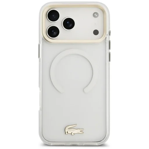 Apple iPhone 18 Pro Max / 17 Pro Max priehľadné puzdro Lacoste Shockproof IML so zlatým logom MagSafe - 3