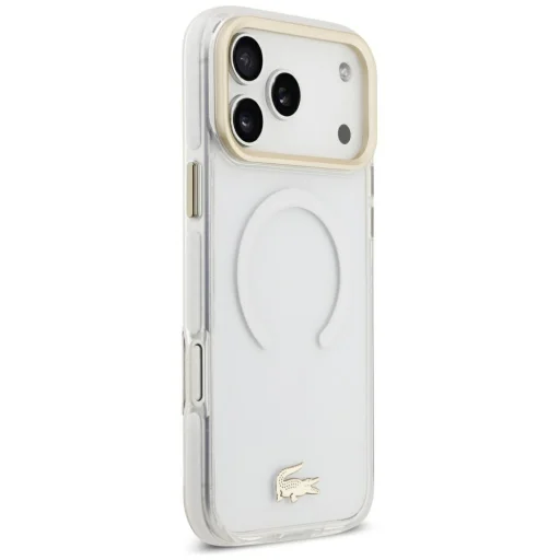 Apple iPhone 18 Pro Max / 17 Pro Max priehľadné puzdro Lacoste Shockproof IML so zlatým logom MagSafe - 4