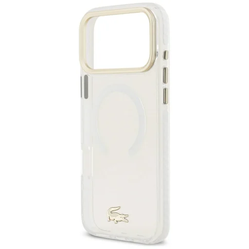 Apple iPhone 18 Pro Max / 17 Pro Max priehľadné puzdro Lacoste Shockproof IML so zlatým logom MagSafe - 6