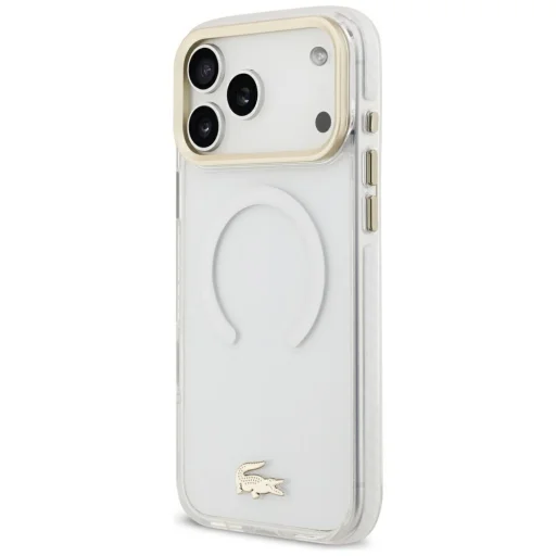Apple iPhone 18 Pro Max / 17 Pro Max priehľadné puzdro Lacoste Shockproof IML so zlatým logom MagSafe - 2