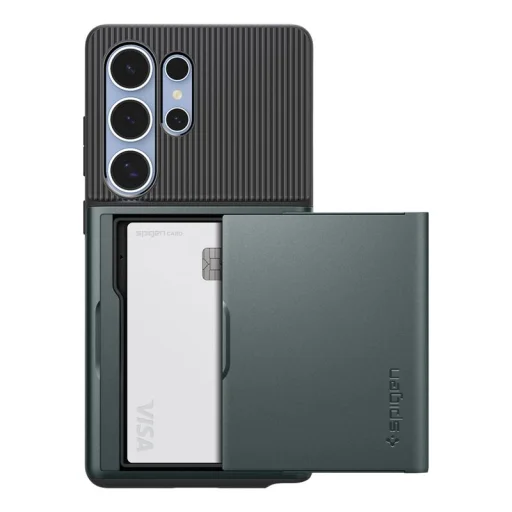 Samsung Galaxy S25 Ultra tmavozelené puzdro Spigen Slim Armor CS - 5