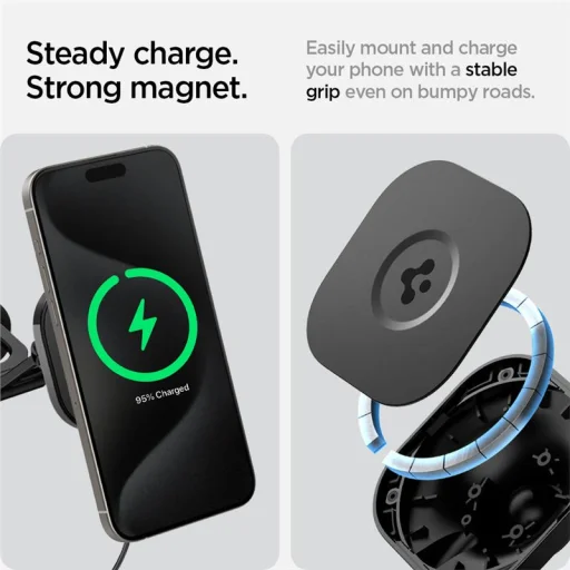 Spigen Tesla OneTap Pro 3 bezdrôtová autonabíjačka s uchytením na displej - 8