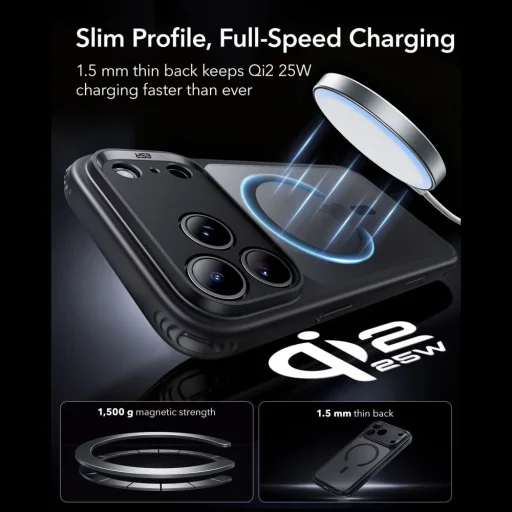 Apple iPhone 17 Pro Max / 18 Pro Max matné čierne ESR Classic Hybrid MagSafe hybridné puzdro - 5