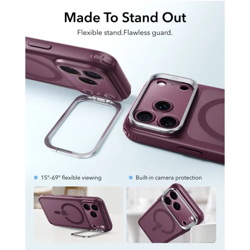 Apple iPhone 17 Pro / 18 Pro matné tmavobordové ESR Classic Hybrid Kickstand MagSafe puzdro - 3