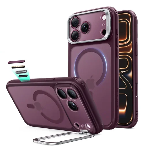 Apple iPhone 17 Pro / 18 Pro matné tmavobordové ESR Classic Hybrid Kickstand MagSafe puzdro - 1