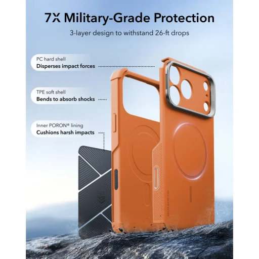 Apple iPhone 17 Pro / 18 Pro oranžový ESR Cyber Tough Kickstand MagSafe odolný kryt - 3