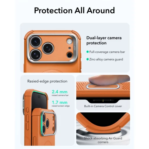 Apple iPhone 17 Pro / 18 Pro oranžový ESR Cyber Tough Kickstand MagSafe odolný kryt - 5