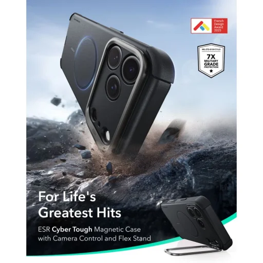 Apple iPhone 17 Pro Max / 18 Pro Max čierne puzdro ESR Cyber Tough Kickstand MagSafe so stojanom - 2