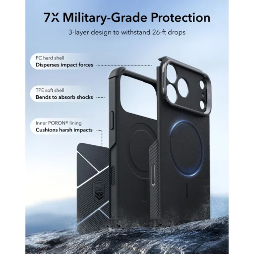 Apple iPhone 17 Pro Max / 18 Pro Max čierne puzdro ESR Cyber Tough Kickstand MagSafe so stojanom - 3