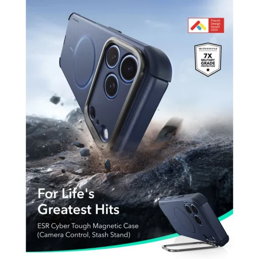Apple iPhone 17 Pro Max / 18 Pro Max modrý ESR Cyber Tough Kickstand MagSafe nárazuvzdorný kryt - 2