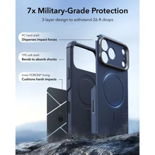 Apple iPhone 17 Pro Max / 18 Pro Max modrý ESR Cyber Tough Kickstand MagSafe nárazuvzdorný kryt - 3