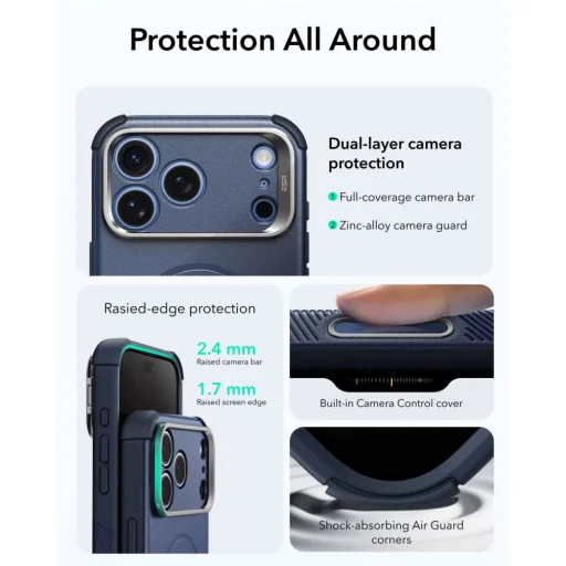 Apple iPhone 17 Pro Max / 18 Pro Max modrý ESR Cyber Tough Kickstand MagSafe nárazuvzdorný kryt - 5