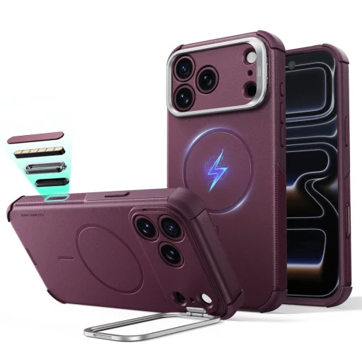 iPhone 17 Pro Max / 18 Pro Max tmavobordové ESR Cyber Tough puzdro so stojanom a MagSafe - 1