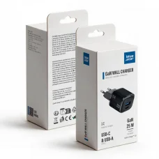 Blue Star Nano GaN USB-C + USB-A sieťová nabíjačka PD a QC4.0 25 W VT-331 čierna
