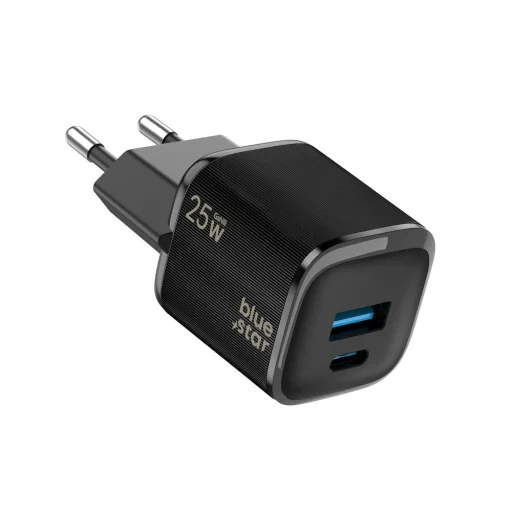 Blue Star Nano GaN USB-C + USB-A sieťová nabíjačka PD a QC4.0 25 W VT-331 čierna - 2