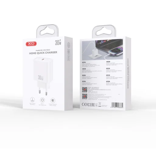 XO CE41 30W USB-C PD sieťová nabíjačka biela - 5