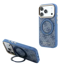  iPhone 18 Pro kék Guess PU 4G gyűrűs kitámasztós MagSafe tok