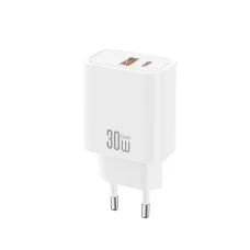 XO CE42 33 W sieťová nabíjačka s konektorom USB-C PD a USB, biela