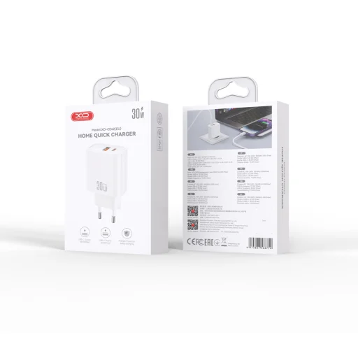XO CE42 33 W sieťová nabíjačka s konektorom USB-C PD a USB, biela - 4