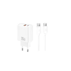XO sieťová nabíjačka CE42 PD 30W 1x USB-C 1x USB biela + kábel USB-C - USB-C