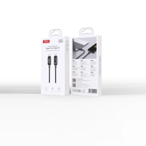 XO NB-Q312A PD USB-C – USB-C kábel 1 m 240 W čierny s LED - 5