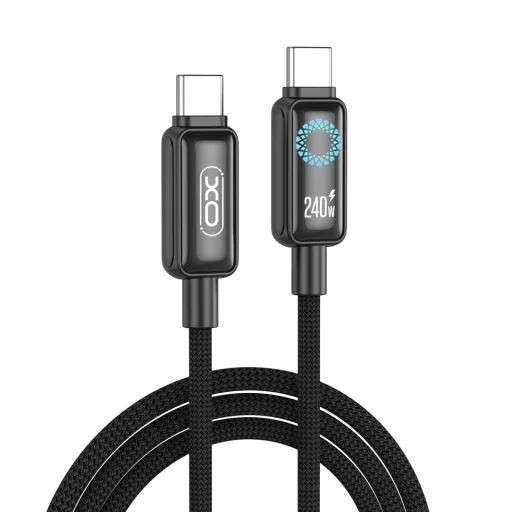 XO NB-Q312B USB-C – USB-C kábel 2,0 m 240 W čierny s LED - 1