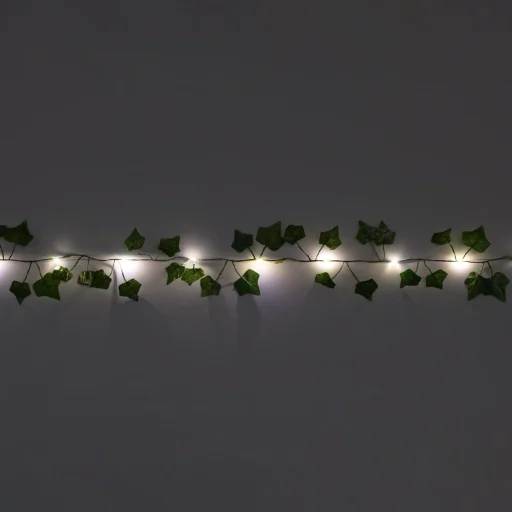 HOME ATM05 svetelná reťaz s listami brečtanu, 2 metre, 20 ks teplá biela mikro LED, časovač, napájanie na batérie, interiérové prevedenie - 2