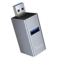 Hoco HB54 3 v 1 USB-A adaptér, sivý