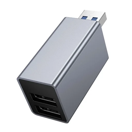 Hoco HB54 3 v 1 USB-A adaptér, sivý - 5