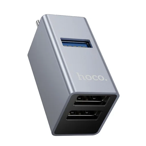 Hoco HB54A 3 v 1 USB-C adaptér, sivý - 4