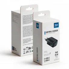 Blue Star Nano GaN VT-335 sieťová rýchlonabíjačka 2x USB-C a USB-A, 65 W, čierna