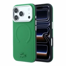  iPhone 18 Pro Max tárkonyzöld Lacoste Petit Pique dombornyomott MagSafe tok