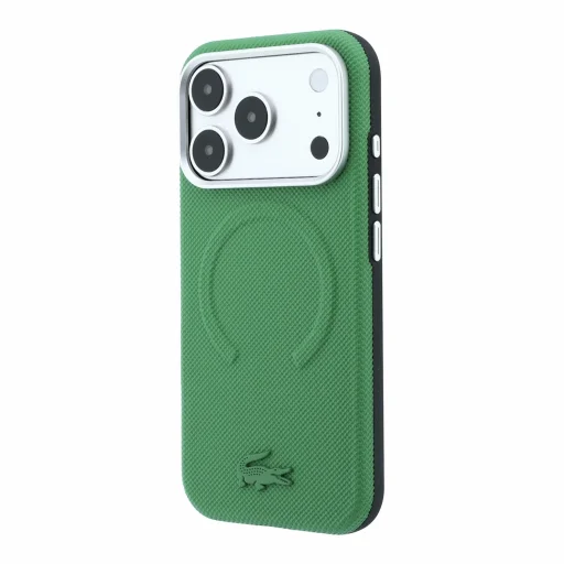  iPhone 18 Pro Max tárkonyzöld Lacoste Petit Pique dombornyomott MagSafe tok - 2