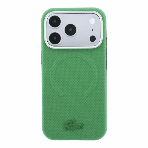  iPhone 18 Pro Max tárkonyzöld Lacoste Petit Pique dombornyomott MagSafe tok - 3