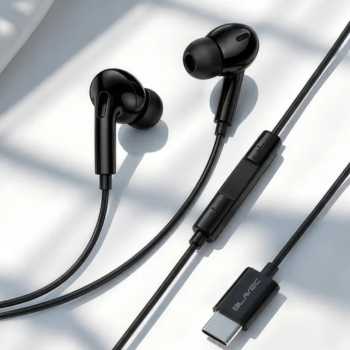 Blavec BHS-01 USB-C DAC káblové slúchadlá s mikrofónom, čierne - 3