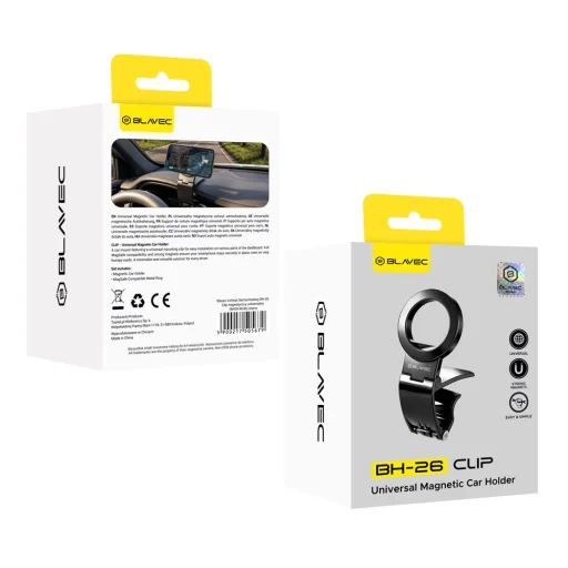Blavec BH-26 Clip magnetický univerzálny držiak na telefón do auta, čierny - 7