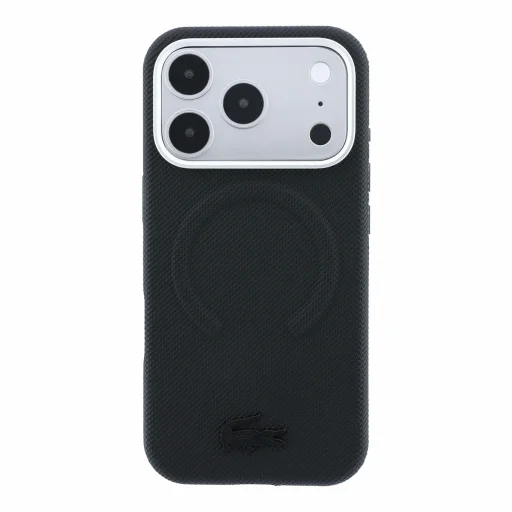 iPhone 18 Pro Max čierne Lacoste PVC Petit Pique reliéfne MagSafe puzdro - 3