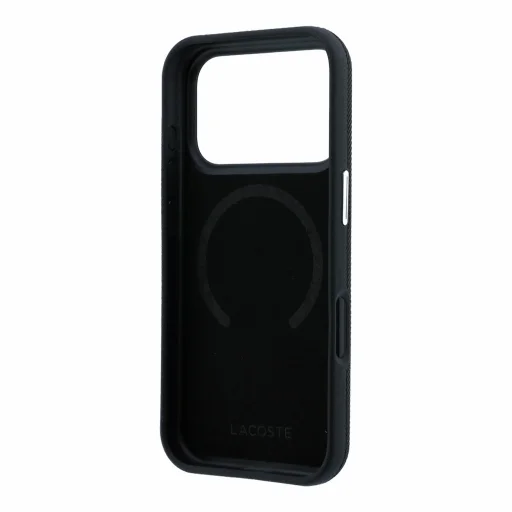 iPhone 18 Pro Max čierne Lacoste PVC Petit Pique reliéfne MagSafe puzdro - 6