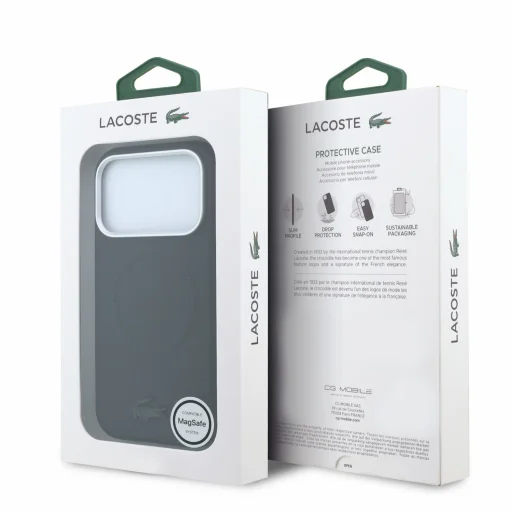 iPhone 18 Pro Max čierne Lacoste PVC Petit Pique reliéfne MagSafe puzdro - 7