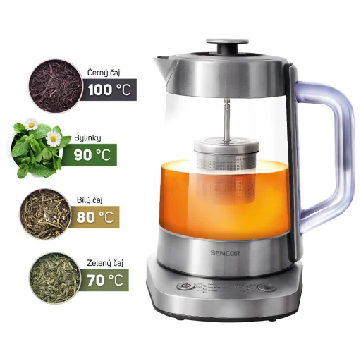 Sencor SWK 1590SS üveg vízforraló teaszitával, 1,5 l, 1500 W - 2