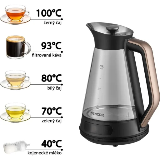 SENCOR SWK 1595BK üveg vízforraló 1,5 l, hőfokszabályzós, 2150 W - 6