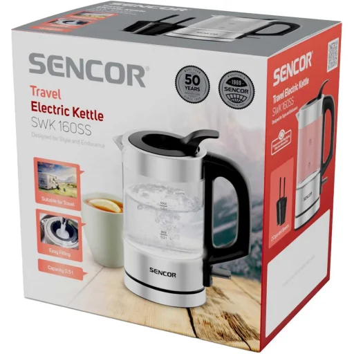 SENCOR SWK 160SS utazó vízforraló 0,5 l, 1100 W, rozsdamentes acél/üveg - 14