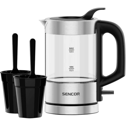 SENCOR SWK 160SS utazó vízforraló 0,5 l, 1100 W, rozsdamentes acél/üveg - 2