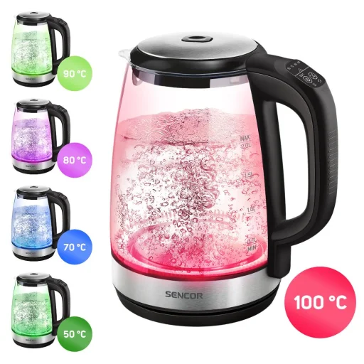 SENCOR SWK 2090BK hőmérséklet-szabályozós vízforraló 2,0 l, 2200 W, fekete - 2