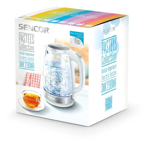 SENCOR SWK 2190WH hőmérséklet-szabályozós üveg vízforraló 2 l, 2200 W, fehér - 16